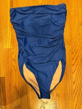 J.Crew Strapless One-Piece Swimsuit in Navy Blue